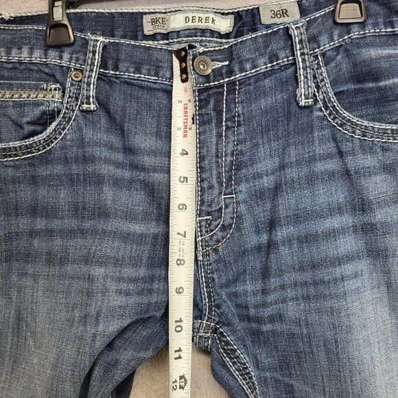 BKE Jeans Mens 36R 36x31 Derek Bootcut Stretch Denim Whiskered Western Casual - Picture 6 of 12
